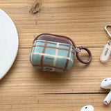 Retro Blue and Brown Plaid + Ring Suitable for Apple Airpodspro2 Case/Airpodspro Case/Airpods4 Case/Airpods3 Case/Airpods2 Case/