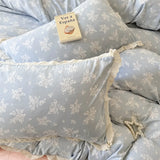 Princess Style Print Bedding Sets Ruffle Lace Bow Quilt Cover Romantic Bedclothes Home Decor Woman Girl Bedroom Duvet Cover 4pcs