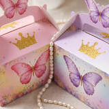 8Pcs 3D Butterfly Crown Party Favor Boxes Pink Purple Gable Candy Box for Girls Princess Birthday Baby Shower Gift Packaging