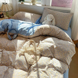 Korean Style Bedding Sets Soft Flat Sheet Duvet Cover Pillowcase Polyester Twin Queen Full Size Quilt Cover Set Sheet Set