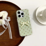 Fresh Stereo Bow Polka Dot Mobile Phone Case Suitable for Apple for Iphone16Promax Case/For Iphone15Promax Case/14Pro Case/13 Iphonecase/Fashionable Women's Mobile Phone Case/Simple Mobile Phone Case
