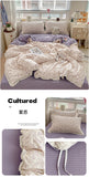 Print Floral Bedding Set Double Layer Yarn Four Pieces Set Soft Comfortable Duvet Cover Bed Sheet With Pillowcases Home Textiles