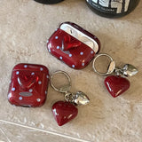 Polka Dot Heart Protecitve Case For AirPods 4 Pro 2 Earphone Cover For AirPods 1 2 3 4th Generation Case with Keychain Pendant