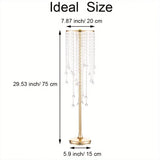 2/10 Set of Metal Gold Vases,29.6 Inch Height, Chandelier Crystal, Elegant Design, Rust-Proof, Wedding, Party, Event, Home Deco