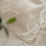 4/5Pcs French Vintage Bedding Sets 85% Cotton and 15% Linen Stitch Embroidery Double Bed Sheet Coverlet Quilt Cover Pillowcases
