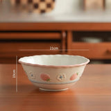Household High Value Round Underglaze Colored Tableware with Ins Style Cute Dining Bowl