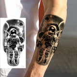 1 Sheet Compass Flower Temporary Tattoos For Women Men Adults Skull Lion Owl Tattoo Sleeve Sticker Black Fake