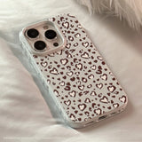 Stylish Retro Blue Leopard Print Love Heart Soft Phone Case For iPhone 16 15 14 13 12 17 Pro Max Shockproof Protective Cover