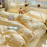 Cute INS Princess Bedding Set New Soft Cotton Lace Bed Flat Sheet Twin Queen Size Duvet Set Pillowcase Bed Linens Set Girls