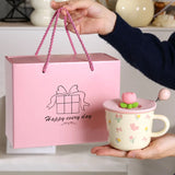 Creative Coffee Mug with Tulip Flower Design Ceramic Cup for Women Aesthetic Ins Style Breakfast Cup