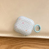 blue check star smooth soft protection cover case for airpods 4 silicone earphone fundas with keychain for airpods pro pro 2 3 1