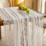 White Lace Tablecloth Rose Tassel Tablecloth Home Tea Table Decoration Suitable For Kitchen Wedding Dining Room