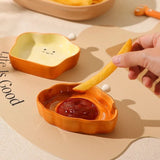 Ceramic Plate Cute Bread Seasoning Dish Underglaze Color Good-looking Dish Household Sauce Dish