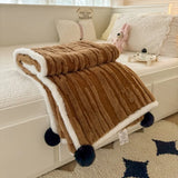 Ikeehome  new small fresh thickened milk fleece four-piece coral fleece winter warm student four-piece set