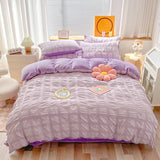 Home Textile Winter Coral Velvet Quilt Cover Four Piece Set Seersucker Duvet Cover Bed Sheet Pillowcase Comforter Bedding Set