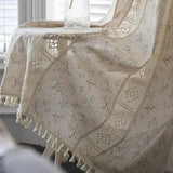Hollow Splicing Small Floral Curtains Household Semi Shading Flowing Su Curtain Curtain Bay Windows curtains for living room
