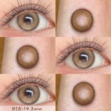2PCS Half Yearly Premium Quality Contact Lenses Doggy Eyes Color Contacts Natural Brown 14.5mm Sandwich Technology