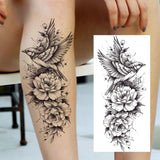 1 Sheet Realistic Flying Birds Flowers Temporary Tattoos For Women Girls Waterproof Long Lasting Fake Tattoo Sticker 3D Body Art