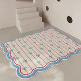 Pink Living Room Carpet Large Irregular Shape Rug Bow Cute Sweet Girl Home Decoration Rugs for Bedroom Soft Fluffy Floor Mat