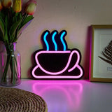 Chi-buy LED Neon Black back plate coffee mug USB Powered Neon Signs Night Light 3D Wall Art Bedroom Living Room Decor Lamp Signs