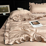 Korean Version Ruffled Summer Cool Quilt Washed Silk Machine Washable Summer Quilt Twin Air-Conditioned Quilt Comforter Bedding