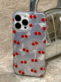 Red cherry water-ripple phone case for iphone 15pro 11 13 13pro 14promax 13promax 15promax 12 2024 new protection cover fundas