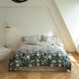 Vintage Oil Painting Style Flower Prints Bedding Set Lyocell Soft Silky Duvet Cover Set Flat/Fitted Bed Sheet Pillowcases 4Pcs