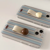 Blue stripes summer ins phone case for iphone 15 12promax 14pro 15pro 13pro 12 pro max 13 3d love heart ball ring cover fundas