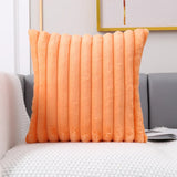 Faux Fur Cushion Cover Flocking Stripe Cushion Cover Pink Grey Orange Ivory Soft Home Decorative Pillow Cover 45x45cm/30x50cm