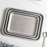 Square Stainless Steel Plate Retro Food Trays Dessert Steak Breakfast Trays Dinner Plates Kitchenware Hotel Supply