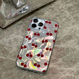 Red cherry water-ripple phone case for iphone 15pro 11 13 13pro 14promax 13promax 15promax 12 2024 new protection cover fundas