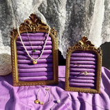 Vintage Photo Frame Jewelry Display Rack Purple Velvet Soft Bag Photo Frame Storage Rack Necklaces Earrings Display Ornaments