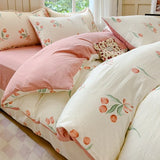 Ikeehome  Class A super soft jacquard cloud yarn cotton four-piece set, bed sheet, bed hat, quilt cover, student dormitory bed