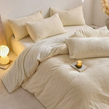 Thickened Simple Design Milk Fleece 4pcs Bedding Sets Carving Winter Warm Quilt Cover Bedspread Pillowcase for Home Bed