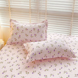 Purple Flower Bed Sheets Single/Queen/King Size Fitted Bed Sheet with Elastic Band drap de lit High Quality Mattress Cover 180