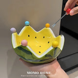 Watermelon Plate, Fruit Fork, Cute and High Beauty Ceramic Large Capacity Home Dessert Salad Bowl