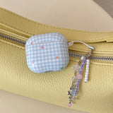 blue check star smooth soft protection cover case for airpods 4 silicone earphone fundas with keychain for airpods pro pro 2 3 1