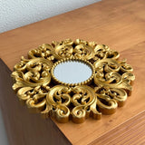 European Gold Rose Vanity Mirror, French Carved Plastic Frame Makeup Mirror for Bedroom Dressing Table, Home Decor Photo Prop