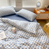Red Cherry Plaid Duvet Cover Set with Sheet Pillowcase Soft Cover NoFilling Warm Bed Linen Twin Full Queen Size Home Bedding Set