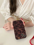 Retro Brown Amber Pattern Shockproof Protective Phone Cover Case for iPhone 16 15 14 13 12 11 Pro Max Plus