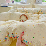 Flower Printed Duvet Cover Sets Queen/King Bedding Set with Shell Edge Washed Cotton dekbedovertrek 240x220   Bed Cover Set