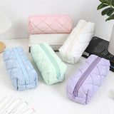 1 PC Candy Color Quilted Cute Pencil Case Waterproof Portable Stationery Storage Bag Student School Supplies Back to School Gift