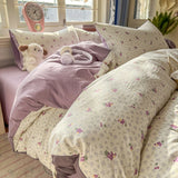 Class A washable small fresh printing four-piece set, student dormitory bed sheet three-piece set