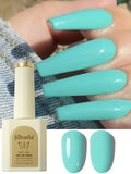 1pc 15ml Blue Green Gel Nail Polish Starter Pure Soak Off No Wipe Nail Gel Polish Suitable For All Seasons