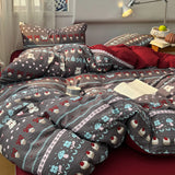 3/4PCS Dark Goth Bedding Set Black Cat Pine Tree Puff Gauze Duvet Cover Set for Goth Girl Bedroom Decoration King Queen Size