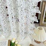 French Romance White Floral Embroidered Sheer Curtains for Living Room, Bedroom, Farmhouse, Home Decor