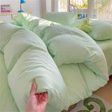 Solid Color Bedding Set Kids Twin Full Queen Size Washed Cotton Single Couple Duvet Cover Set Quilt Cover Pillowcases Bed Linen