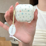 Cartoon Cute Color Flower Glossy Silicone Earphone Case for AirPods Pro 2 With Pendant for AirPods 4 3 2 1 Soft Cover Key ring