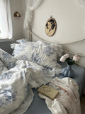 Pure Cotton Floral Printed Bedding Set Four-Piece Queen Size Bed eet Cover Duvet Cover Bed Canopy Princ Sle Home Textile