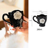 French Minimalist Style Relief Pattern Coffee Cup And Saucer Milk Coffee Mug Creative Styling Desktop Ornament Home Decoration